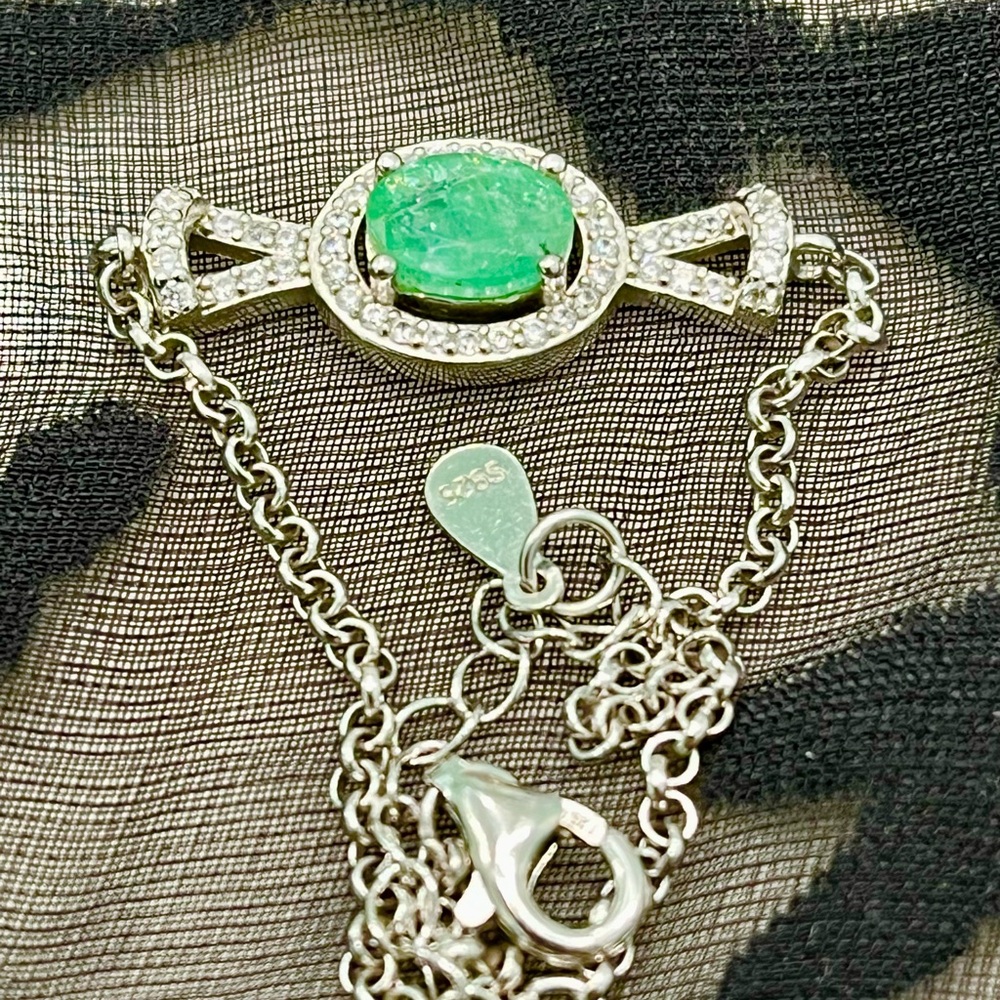 1.5ct Genuine Emerald 14KGP Bracelet